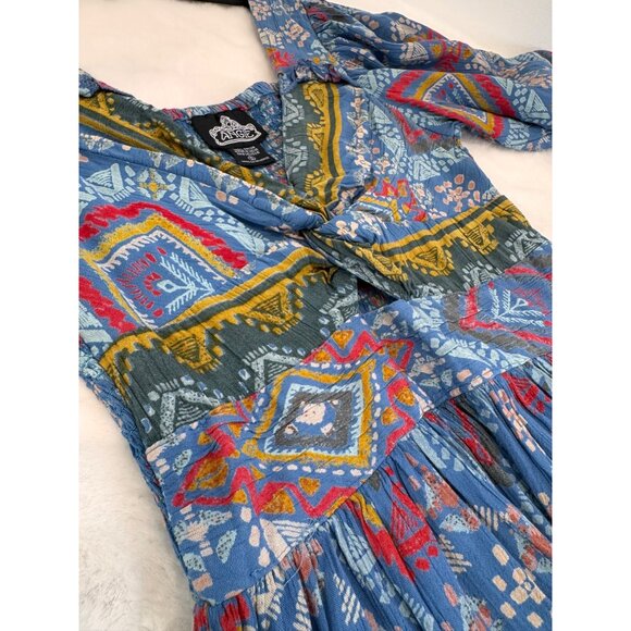New ANGIE Women's Size S Boho Dress With Geometric Print & Ruffle Hem - Picture 6 of 12
